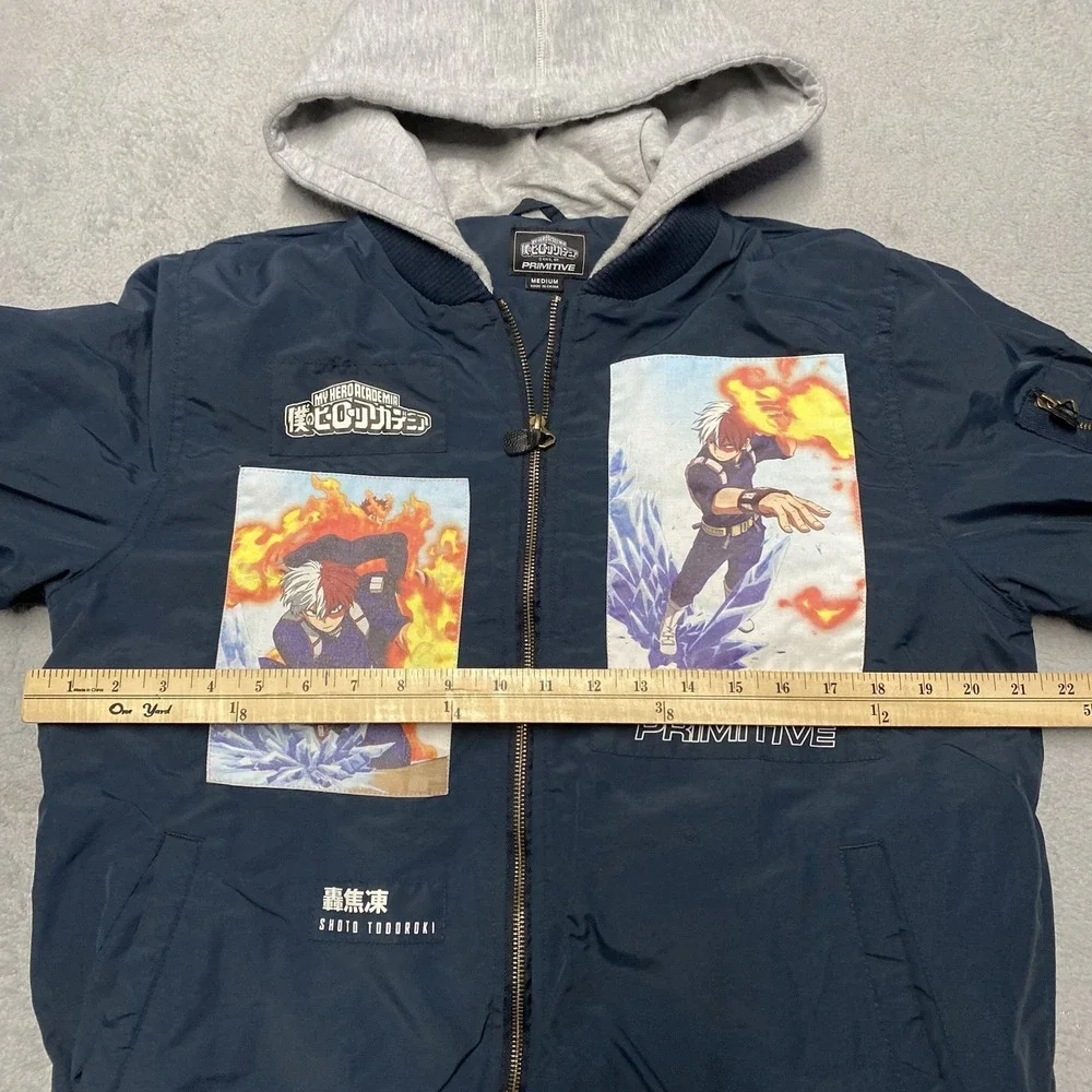 Primitive x My Hero Academia Jacket Mens Medium Hooded Zip Bomber Shoto Todoroki